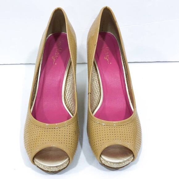 Lilly Pulitzer Perforated Patenet Leather Espadrille Wedges - Picture 6 of 10